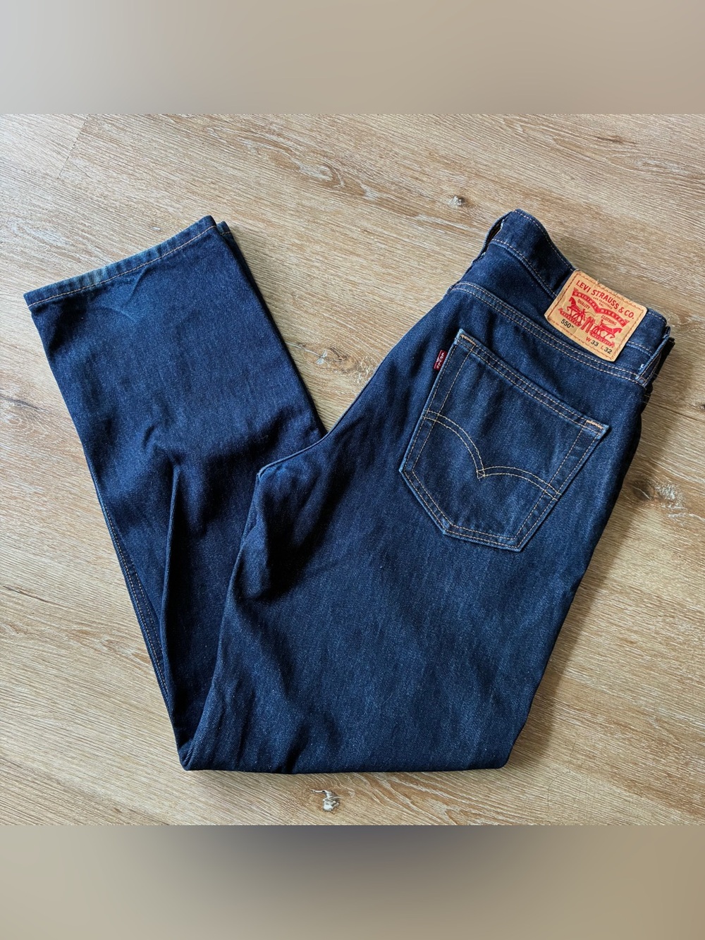 Levi's 550 Men's Jeans W33 L32 Relaxed Fit Straight Leg Dark Wash Blue Denim